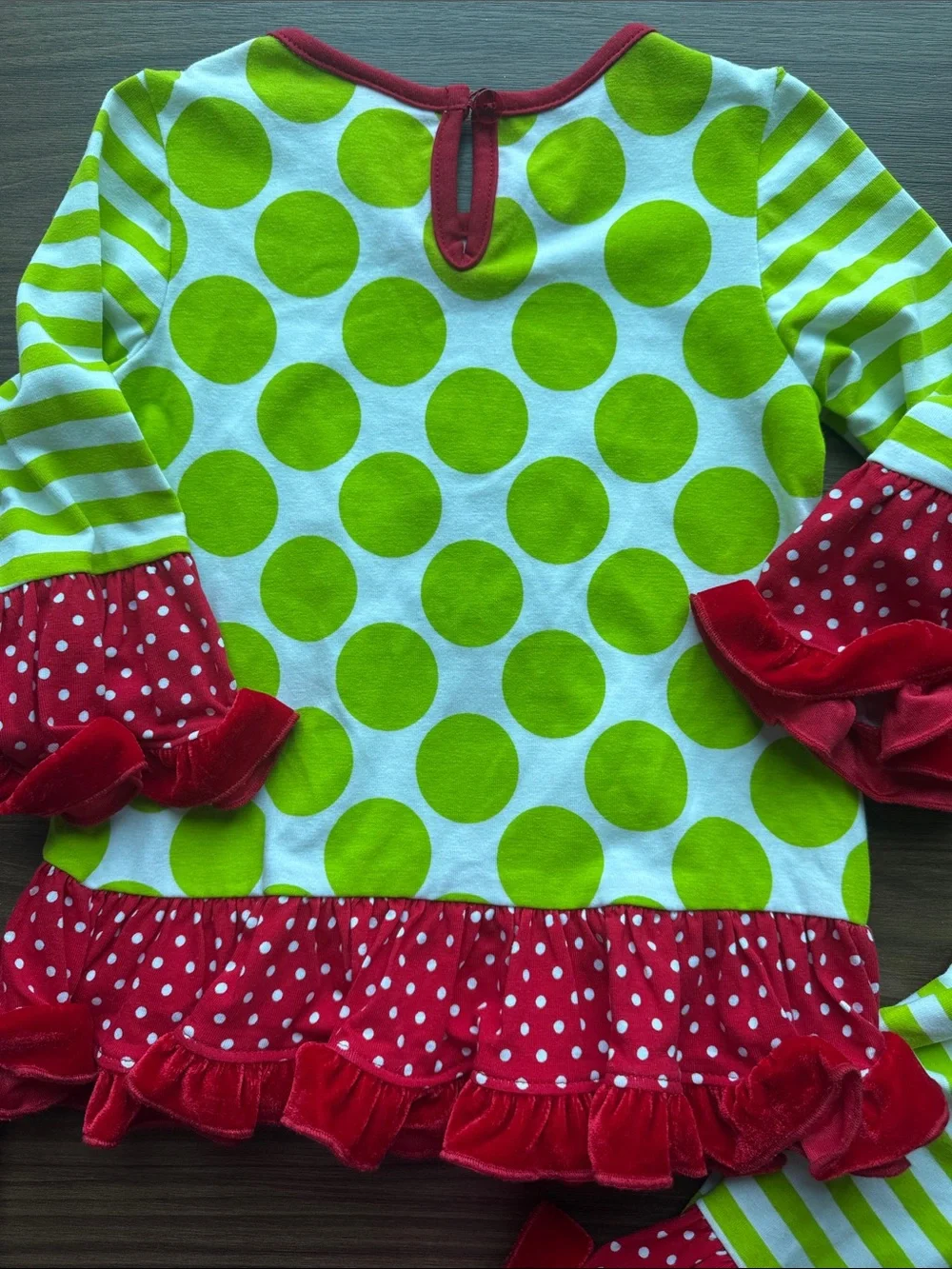 Rare Editions Girls' Green & Red Reindeer Holiday Pajama Set 2T
